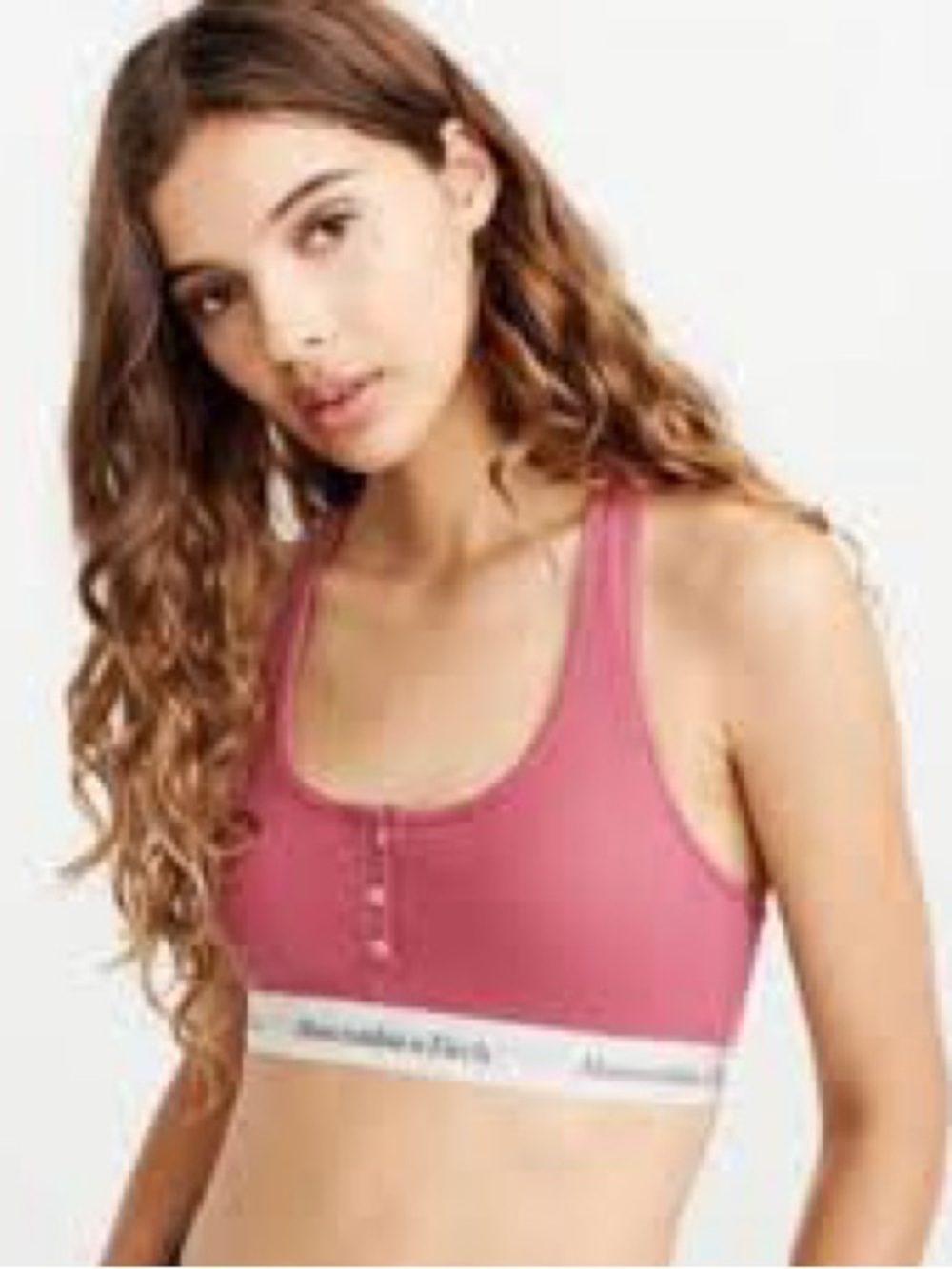 Women’s Ribbed Henley Bralette in Rose Pink